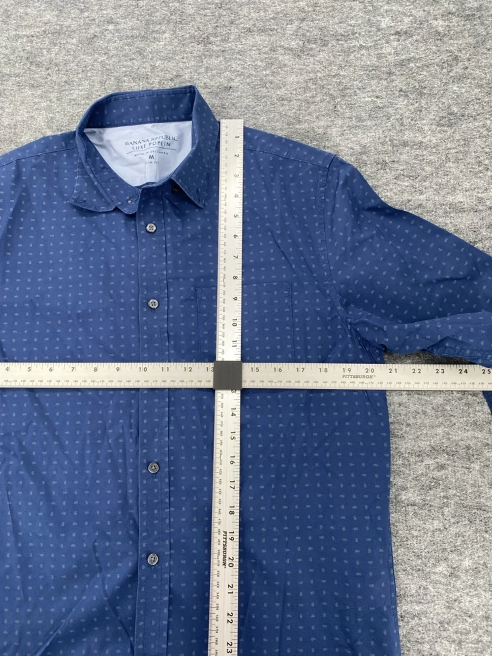 Banana Republic Luxe Poplin Blue Printed Button Front Shirt Size M